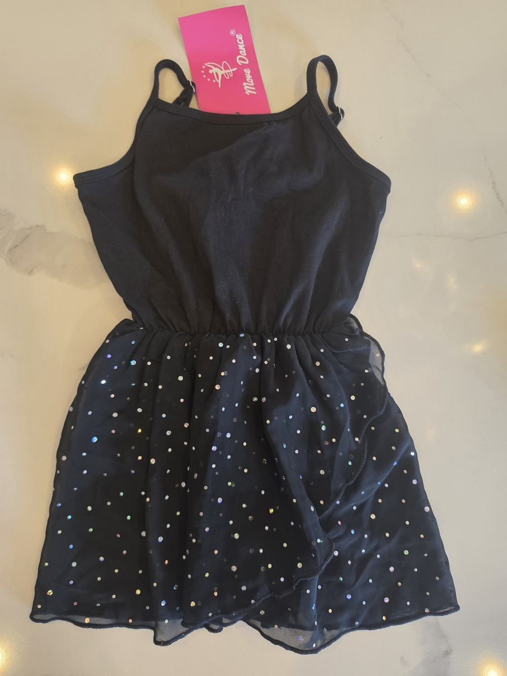 Black Sparkle Dance Dress with Adjustable Straps